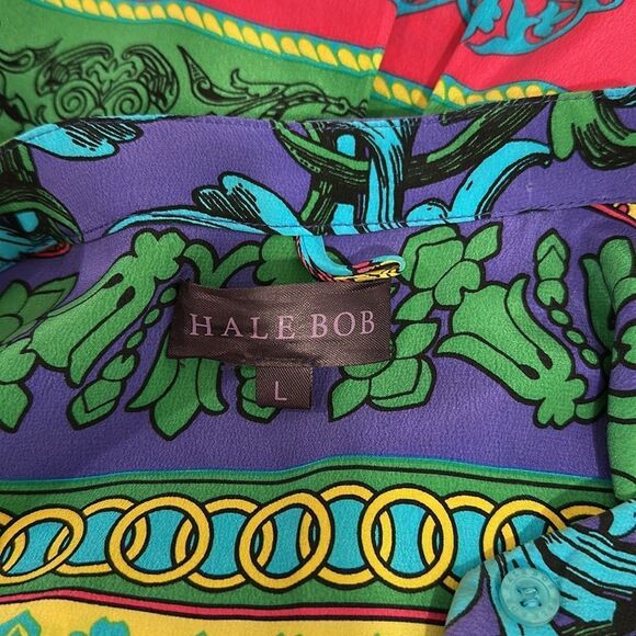 Hale Bob Silk Colorful Relaxed Fit 3/4 Sleeve Tunic Top Size L - Picture 5 of 9